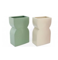 A simply stunning assortment of 2 ribbed vases