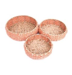 A simplistic set of 3 neutral woven bowls
