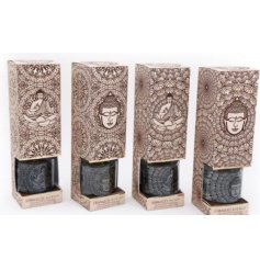 A charming assortment of 4 buddha inspired glass diffusers