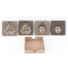 A charming set of 4 wooden coasters