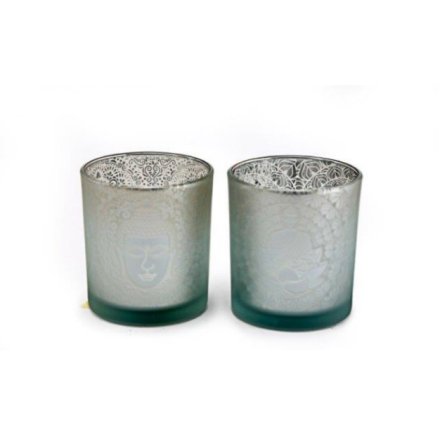 Glass Buddha T-light Holder, 8cm