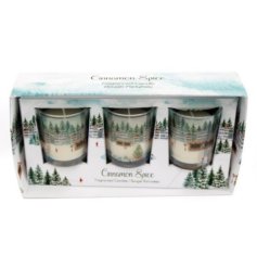 A charming set of 3 festive candles