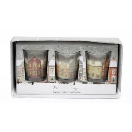 Xmas Starry Night Candles Set of 3
