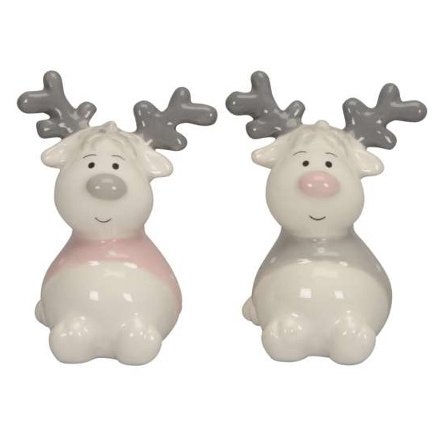 2 Assorted Pastel Reindeers, 7cm