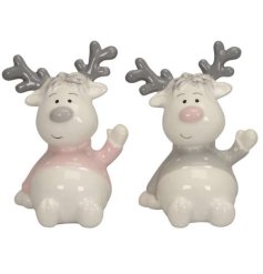 A super adorable assortment of 2 reindeer ornaments