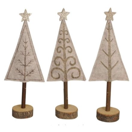 3 Assorted Natural Standing Trees, 29cm
