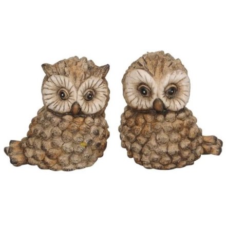 2 Assortment of 2 Owl Ornaments, 10cm