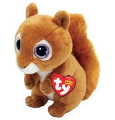 A super soft and snuggly squirrel soft toy with wide gazing glittery eyes 