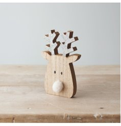 A charming wooden reindeer decoration