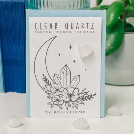 Clear Quartz Crystal Heart Card and Envelope