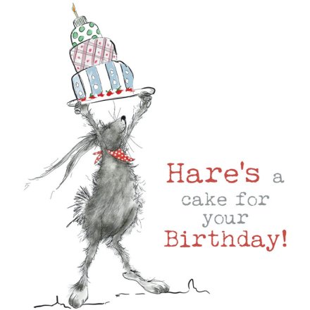 15cm Hare's A Cake Greetings Card