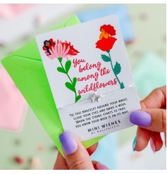 You Belong Among The Wildflowers. A colourful and quirky mini wish bracelet with a beautiful sentiment card. 