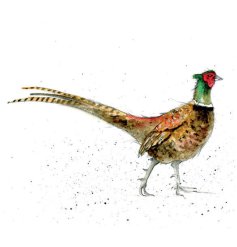 A delightful greetings card, featuring a watercolour print of a Pheasant