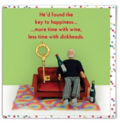 A colourful and quirky funny dolls card. The key to Happiness. 