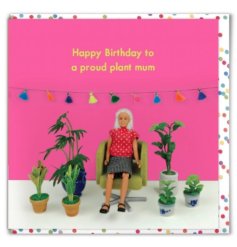 A colourful and quirky funny dolls card ideal for indoor plant enthusiasts. 
