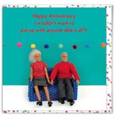 A comical greetings card featuring a hilarious quote