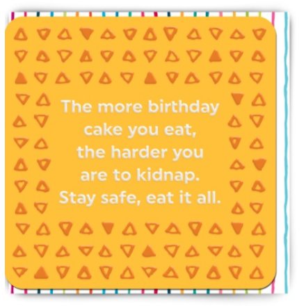 14cm Stay Safe Eat Cake Greetings Card