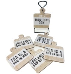 A charming set of 6 wooden coasters