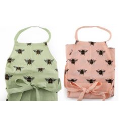 A charming assortment of 2 beautifully illustrated summer bee aprons
