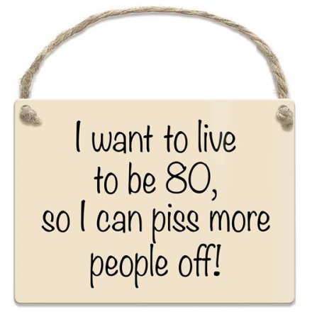9cm I Want To Live To Be 80 Mini Metal Sign