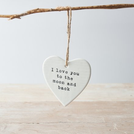 A charming white hanging heart decoration