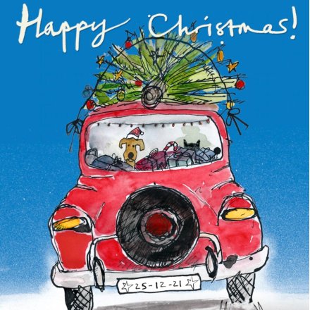 Christmas Car Christmas Greetings Card, 15cm