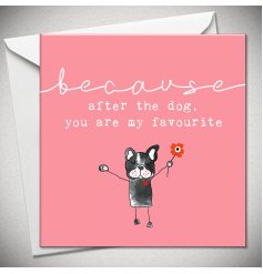 A comical greetings card for a partner or spouse