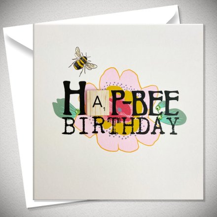 Hap-Bee Birthday Scrabble Card, 15cm
