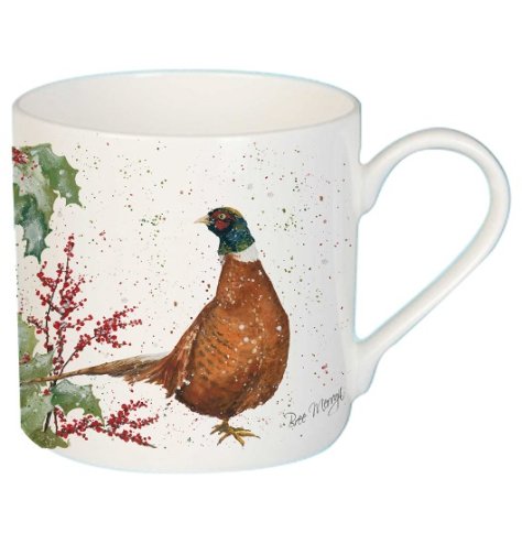 A beautifully illustrated mug featuring a pheasant and festive holly. Complete with gift box.
