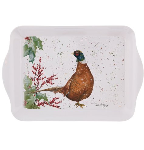 A perfectly sized small tray for a festive treat and drink! Beautifully designed with a watercolour holly and pheasant 