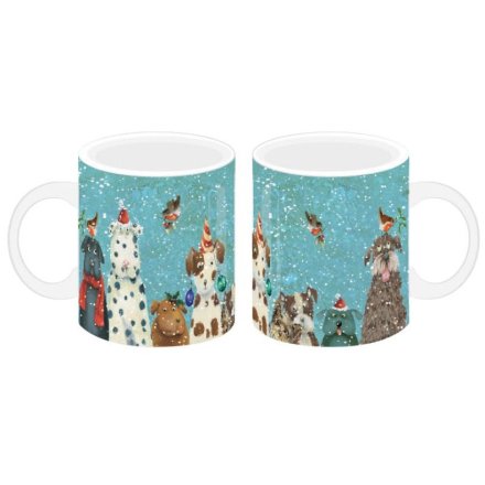 Christmas Dogs Porcelain Mug Jan Pashley