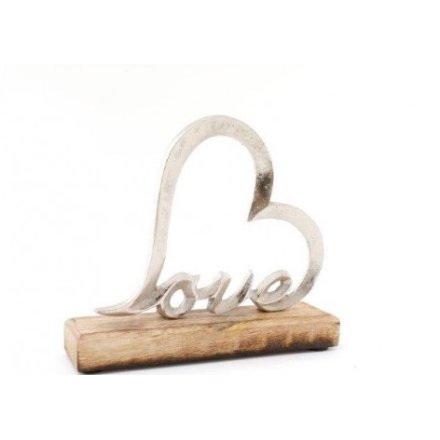 Heart/Love On Wood Base, 17cm