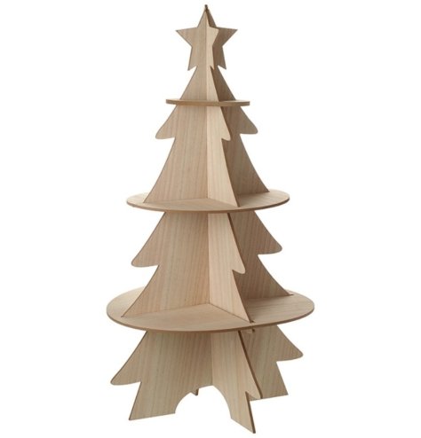 A contemporary and chic wooden tree display unit with star. A great showcase unit, perfect for small spaces. 