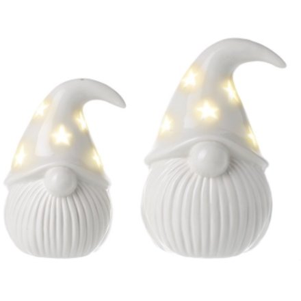 White Porcelain Gonk Light Up Hats Set