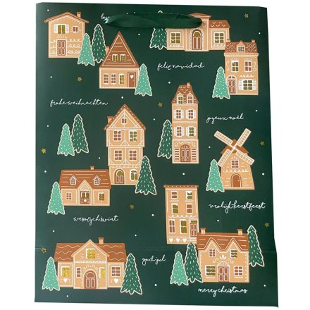 Christmas Gingerbread Lane Gift Bag - Medium