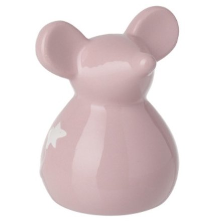 Glazed Pink Ceramic Stand Mouse Small