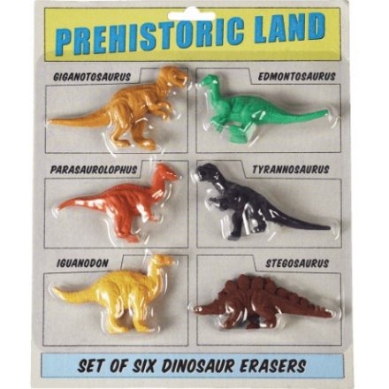 Set of 6 - Prehistoric Land Erasers