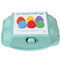 A fun pack of 6 multi coloured chalk eggs