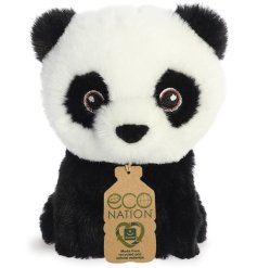 A super cute and cuddly Eco Nation mini panda soft toy