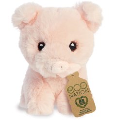 A super cute and cuddly Eco Nation mini pig soft toy