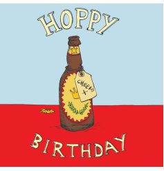 Hoppy Birthday! A colourful beer themed greetings card. A unique design, blank inside for personal message.