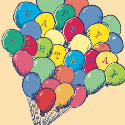 Happy Birthday Balloons Card, 15cm