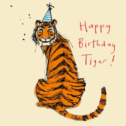 Happy Birthday Tiger Greeting Card, 15cm