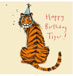 Say Happy Birthday with this beautiful tiger painting. A unique artwork on a card.