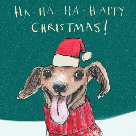 Dog Happy Christmas Greeting Card, 15cm