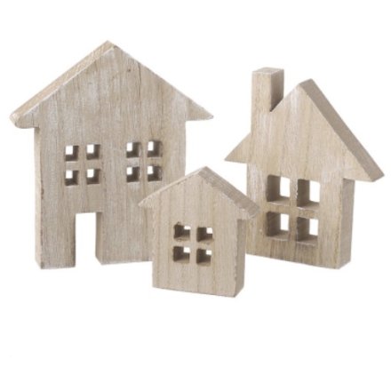 Set Of Three Wooden Houses