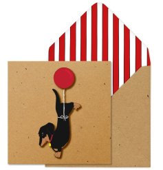 Say it with a card. A wonderfully illustrated 3D Dachshund design greetings card with matching envelope.
