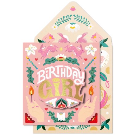 3D Birthday Girl Card