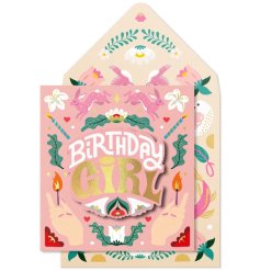 A bold, beautiful and wonderfully drawn 3D greetings card. A colourful and characterful birthday greeting.