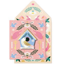 A colourful and quirky 3D greetings card with matching patterned envelope.